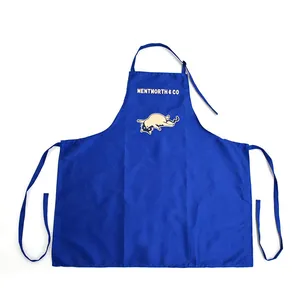 Solid Color Custom Embroidery Apron Waterproof Oil Resistant Adjustable Neck Strap Kitchen Work Apron OEM Custom Logo thumbnail-1