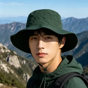 Wide Brim Quick Dry Outdoor Bucket Hat Windproof Adjustable Chin Strap UV Sun Protection Fishing Hiking Hat Custom Logo Wholesale thumbnail-4