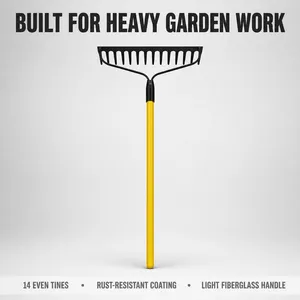 Garden Bow Rake Heavy Duty Metal Tine Head For Grass Soil Stone Removal Yard Landscaping Outdoor Farm Work Tool thumbnail-1