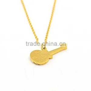 Stainless Steel Gold Necklace Designs in 10 Grams Guitar Pendant Necklace Supplier's Choice thumbnail-2