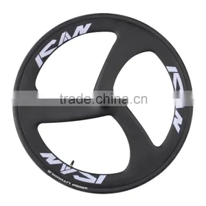 2016 700C Road Bike Front 3 Spokes Clincher 3s Wheels Rear Carbon Clincher Disc Wheelset Fit for Road TT Bike thumbnail-5