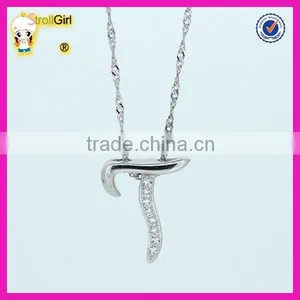 Personalized Letter Necklaces With Water Wave Chain, Cheap T Pendant Zircon Necklace thumbnail-1