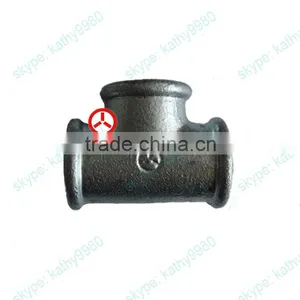 Galvanized Black Female Threaded 130 Tee Banded Beaded Malleable Cast Iron Pipe Fittings Manufacture thumbnail-1