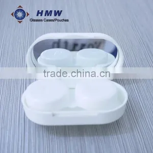 White Plastic Compact Contact Lens Case With Dual Box and Mirror for Eyewear thumbnail-4