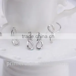 Fashion 18K White Plated Infinity Rhinestone Earrings Necklace Bracelet Set Jewelry thumbnail-5