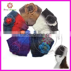 Multicolor Handmade Flower Crochet Knitted Headband Headwrap Ear-warmer thumbnail-1