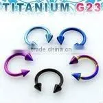 Titanium G23 Anodized Circular Barbell - 16g (eyebrow), 3/8", 3mm Cones thumbnail-1