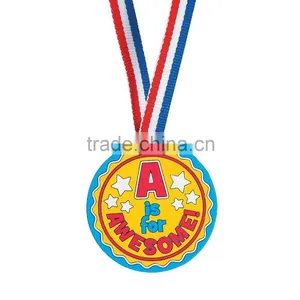 Hot Sale Custom Cheap Fashionable Sport Souvenirs 3D PVC Rubber A Is For Awesome Award Medals With Ribbon for Promotional Gifts thumbnail-1