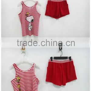 Leisure Cute Snoopy Dog Stripe Harness Pajamas Woman thumbnail-1
