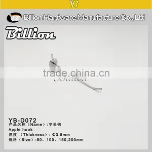 YB-D072 Billion Factory Superfmarket Pegboard Hanger Metal Chrome Hook Single Wire Display Hook thumbnail-2