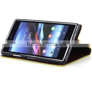 Newest Product Flip Hit Color Pattern Wallet Leaf Buckle Leather Case for Sony Xperia Z4 With Stand thumbnail-3