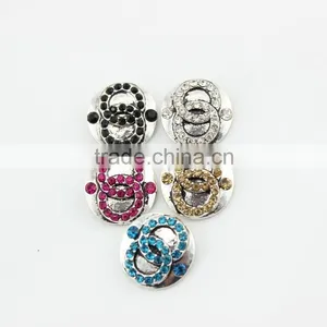 Custom Metal Snap Button Black Crop Circle Crystal Snap On Interchangeable Bracelet thumbnail-2