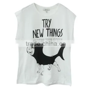 Animal and Words Printed Sleeveless T-shirt thumbnail-1