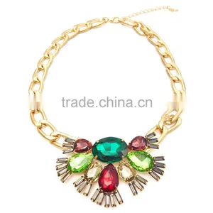 Bold Statement Necklace Consisting of Vibrant Heavy Set Crystal Necklace thumbnail-1