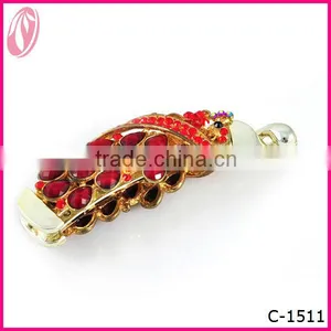 Hot Sale Peacock Crystal Banana Clips Hair Barrettes thumbnail-1