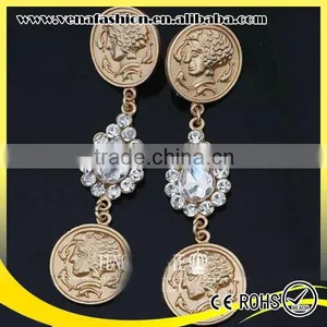 14 Gold Color Hanging Women Head Alloy Tassel Earring thumbnail-1