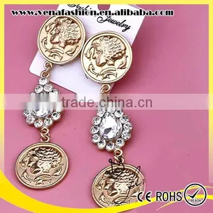 14 Gold Color Hanging Women Head Alloy Tassel Earring thumbnail-2