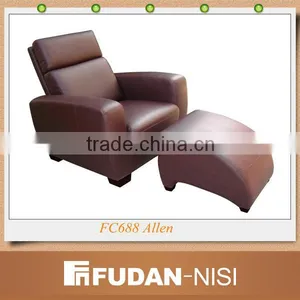 Asian Home Theater Leather Sofa With Foot Rest thumbnail-1