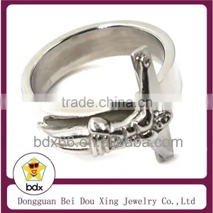 Wholesale Fashion Shiny Stainless Steel Christians Our Father Jesus Cross Crucifixion Rosary Finger Ring Design For Muslim User thumbnail-1