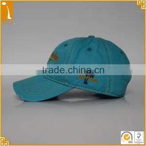 Cheap Custom 100% Cotton 6 Panel Bule Embroidered Plain Distressed Baseball Cap Wholesale thumbnail-2