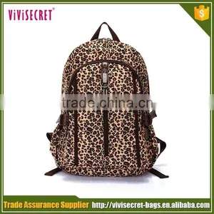 China Online Supplier Custom Nylon Fabric Leopard Pattern School Girl Bookbag thumbnail-1