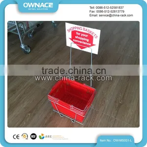 Plastic Shopping Basket Metal Frame, Basket Metal Display Stand, Wire Metal Organizer for Supermarket Basket thumbnail-1