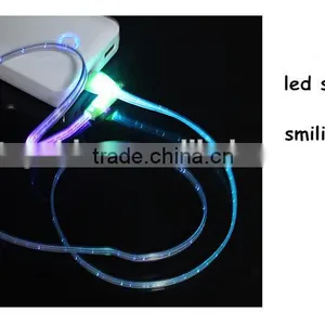 Hot Sale for Samsung Micro Usb Led Light Charger Cable Smiling Face Led Shining Cable Cord thumbnail-2