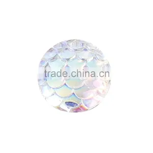 Stock! 12mm ab Color Fish Scale Beads Flatback Resin Rhinestone Popular Round Fish Cabochon Embellishment For DIY Craft thumbnail-2