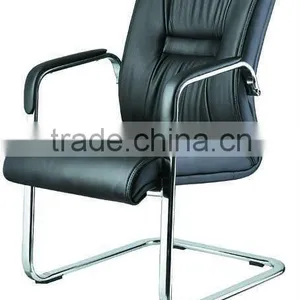 Chrome Fixed Chair Base With Wooden Armrest pu Leather Visitor Chair AH-154 thumbnail-5