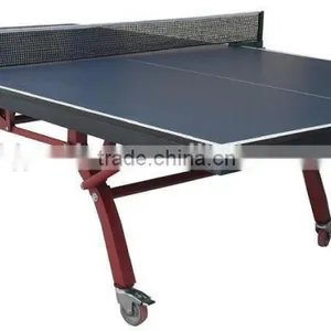 MDF Indoor Table Tennis Table Double Folding up Moveable Table Tennis Table for Sale thumbnail-1