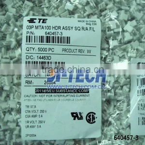 2.54mm Pitch PCB Wire to Board Connector TE 3P MAT100 HDR ASSY SQ Connector 640457-3 Right Angle Header 3 Pin Through Hole thumbnail-1