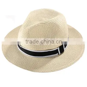 Black Ribbon Straw Fedora Hats, Fashion Panama Hats thumbnail-3