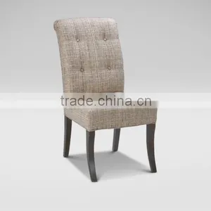 White Fabric Upholstery Wooden Leg Armrest Chair for Restaurant Armrest thumbnail-1