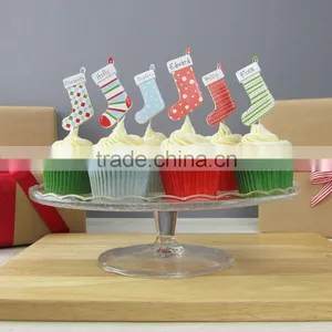 Personalised Stocking Christmas Cake Toppers Decorations Pick thumbnail-2