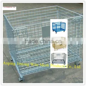 Galvanizing Powder Coating Folding Stackable Steel Wire Container thumbnail-1