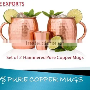 100% Handcrafted Pure Copper Handle Mugs With Hammered Design Moscow Mule Mugs In Gift Box thumbnail-1