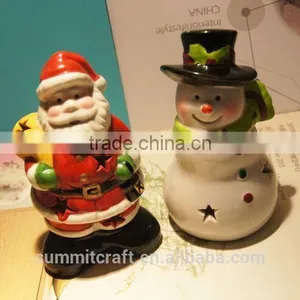 Ceramic 3d Santa Snowman Decoration Christmas Candle Holders thumbnail-2