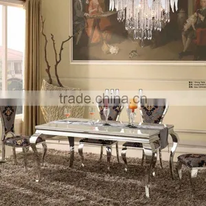 Stylish Rectangle Glass Restaurant Table Stainless Steel AH6131 thumbnail-1