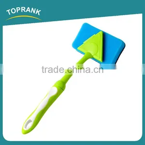 Toprank Colorful TPR Long Handle Kitchen Pan Dish Cleaning Sponge Scouring Pad High Absorbent Sythetic Scrub Cleaning Pad thumbnail-2
