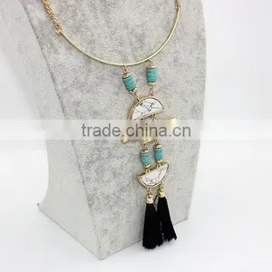 Cheap Turquoise Genuine Simple Gemstone Necklace Druze Tiny Crystals thumbnail-3