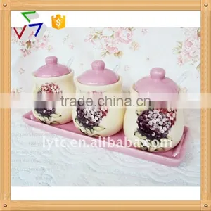 Fine Style 3pcs Decorative Ceramic Canister thumbnail-1