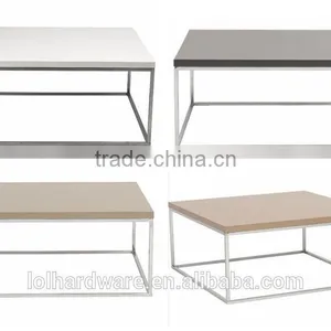 Bronze Stainless Steel Base Glass Coffee Table thumbnail-6