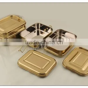 Stainless Steel Lunch Box - Brass Finish thumbnail-2