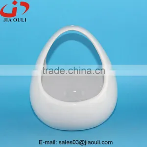 Popular Design Home Decoration White Easter Ceramic Egg Basket thumbnail-1