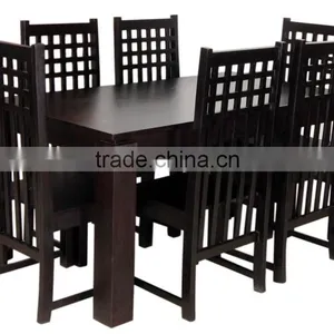 Dark Brown Wooden Dining Set With Six Chair thumbnail-1