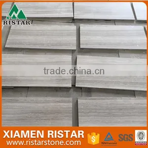 Chinese White Wooden Vein or Serpeggiant Marble Tiles and Slabs thumbnail-1
