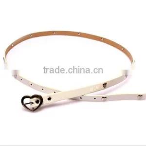 Wholesale Heart Rivet Decorated Heart Buckle Sex Women Lady Thin PU Waist Belt thumbnail-4