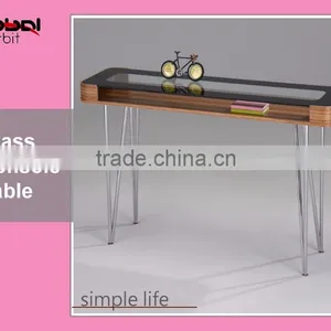 High Quality Living Room French Style Bentwood Glass Console Table thumbnail-1