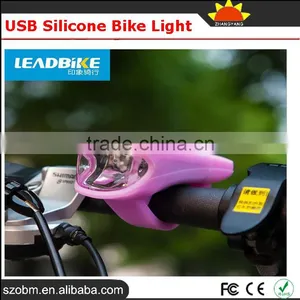 USB Rechargeable Front Headlamp Headlight Silicone Bike Light thumbnail-2