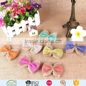 Latest Designs Burlap Jute Bow Girls Hair Accessories Clips thumbnail-1